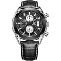 Men's brown and white surface quartz chronograph watch with luminous hands and waterproof case.