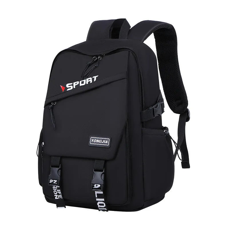 School Trends backpack in gray, large capacity Oxford cloth with curved shoulder straps for school use