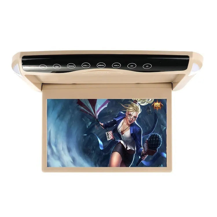 10.1 inch car ceiling monitor with HD TFT screen and dome lights in beige colour