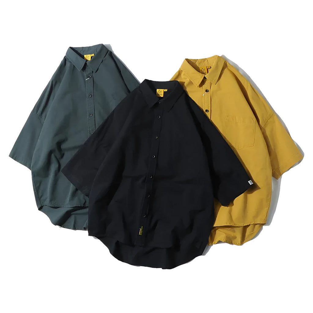 Men's Japanese-style loose cotton cardigan shirt in summer colours
