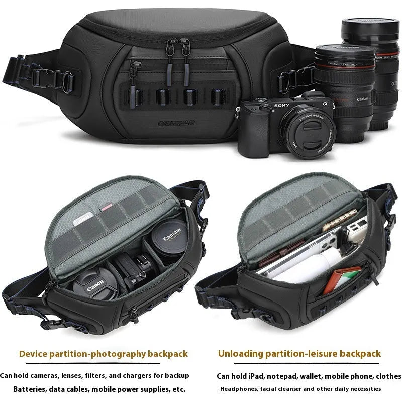 Waterproof Oxford cloth DSLR camera shoulder bag in black, grey, or green colour options