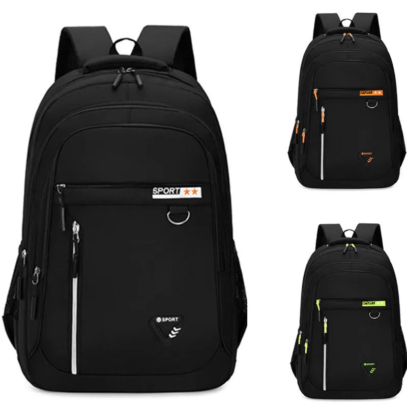 Men's Oxford cloth schoolbag with air pillow belt in multiple colour options showing letter pattern design