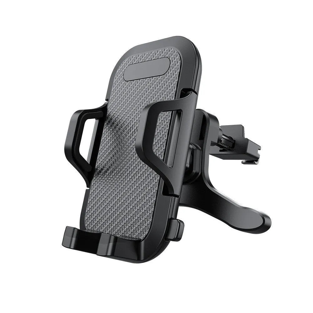 Black carbon fibre car vent mobile phone bracket mounted on vehicle air vent
