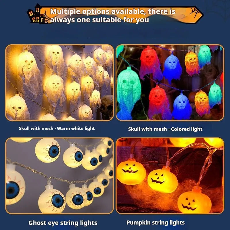 Halloween battery-powered LED coloured lights with plastic battery box for indoor wall decoration