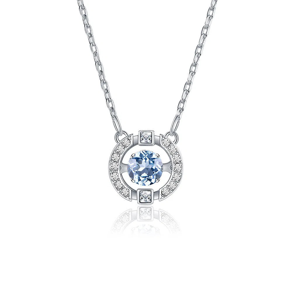 Crown necklace pendant with rhinestone stones on copper base, cross chain, geometric shape, available in four colour variants