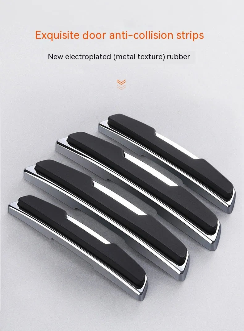 Four black silicone car door bumper strips for edge protection, each measuring 9.5cm by 2cm.