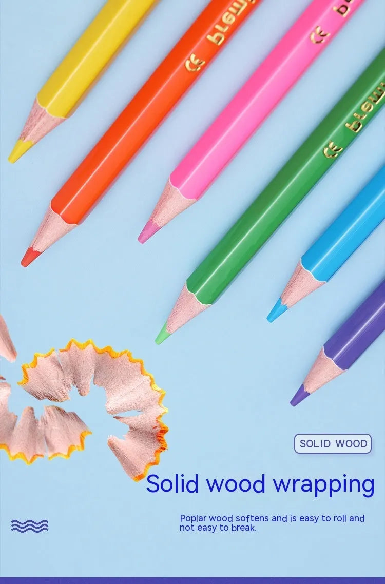 Set of wooden double-headed coloured pencils in 12-piece and 6-piece pack options for art students.