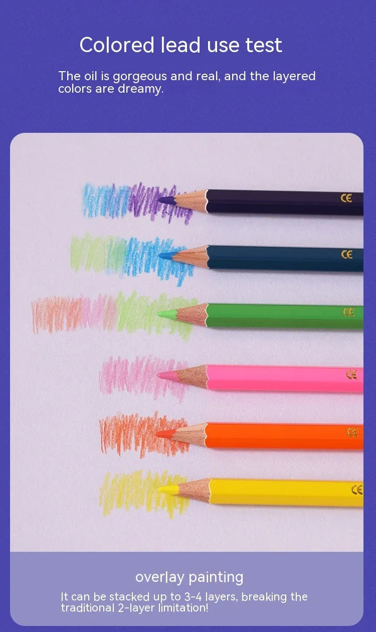 Set of wooden double-headed coloured pencils in 12-piece and 6-piece pack options for art students.