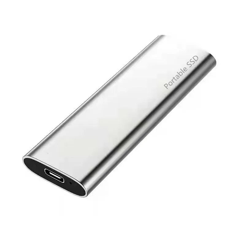 Ultra-thin metal mobile SSD for external storage and high-speed data transfer.