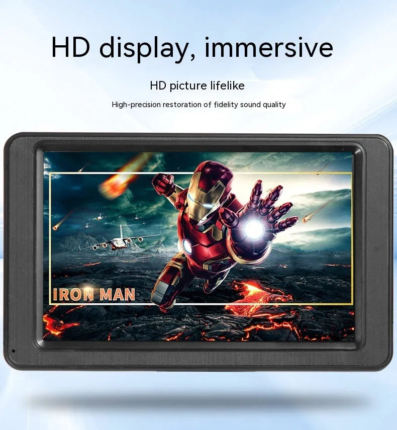 7-inch vehicle MP5 player in black with mounting bracket and connection cables