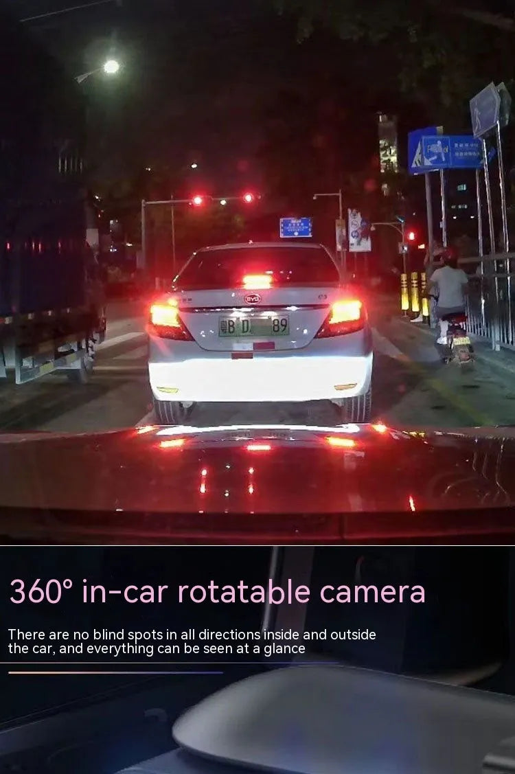 Dual-lens HD driving recorder with 3.5-inch screen for front and rear car cameras