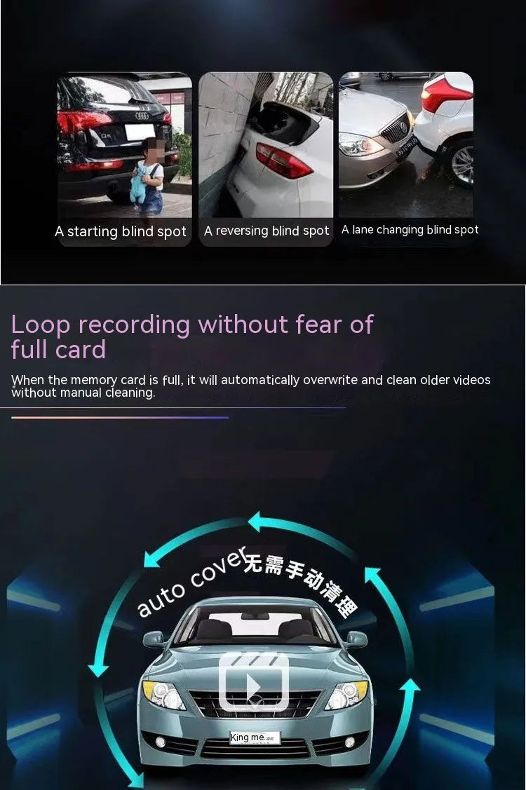 Dual-lens HD driving recorder with 3.5-inch screen for front and rear car cameras