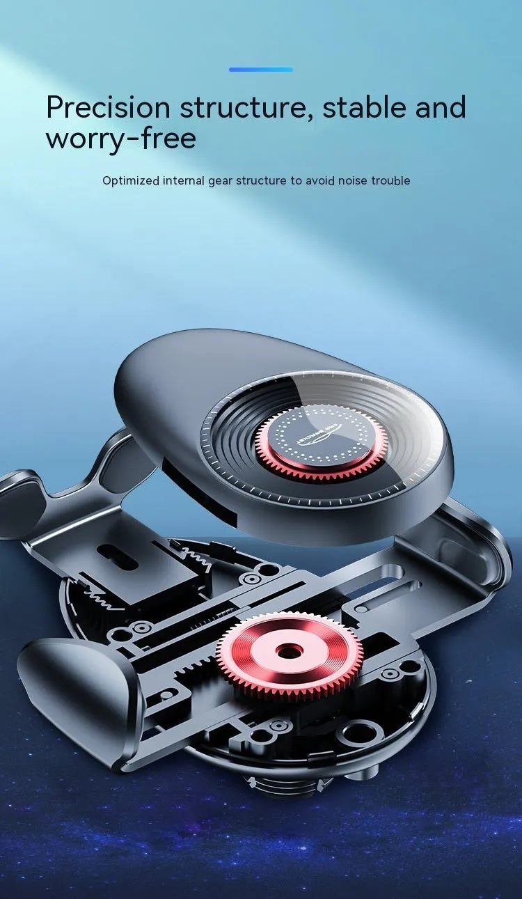 Black universal car mobile phone bracket with mechanical clamp for air vent mounting
