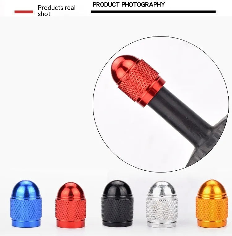 Aluminium mountain bike tyre valve cap in choice of five colours for Schrader valves