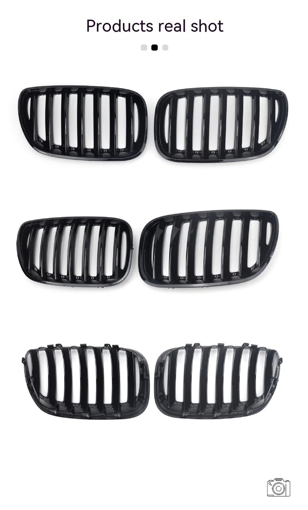 Bright black ABS plastic medium mesh grille for BMW X5 E53 with 204mm middle section
