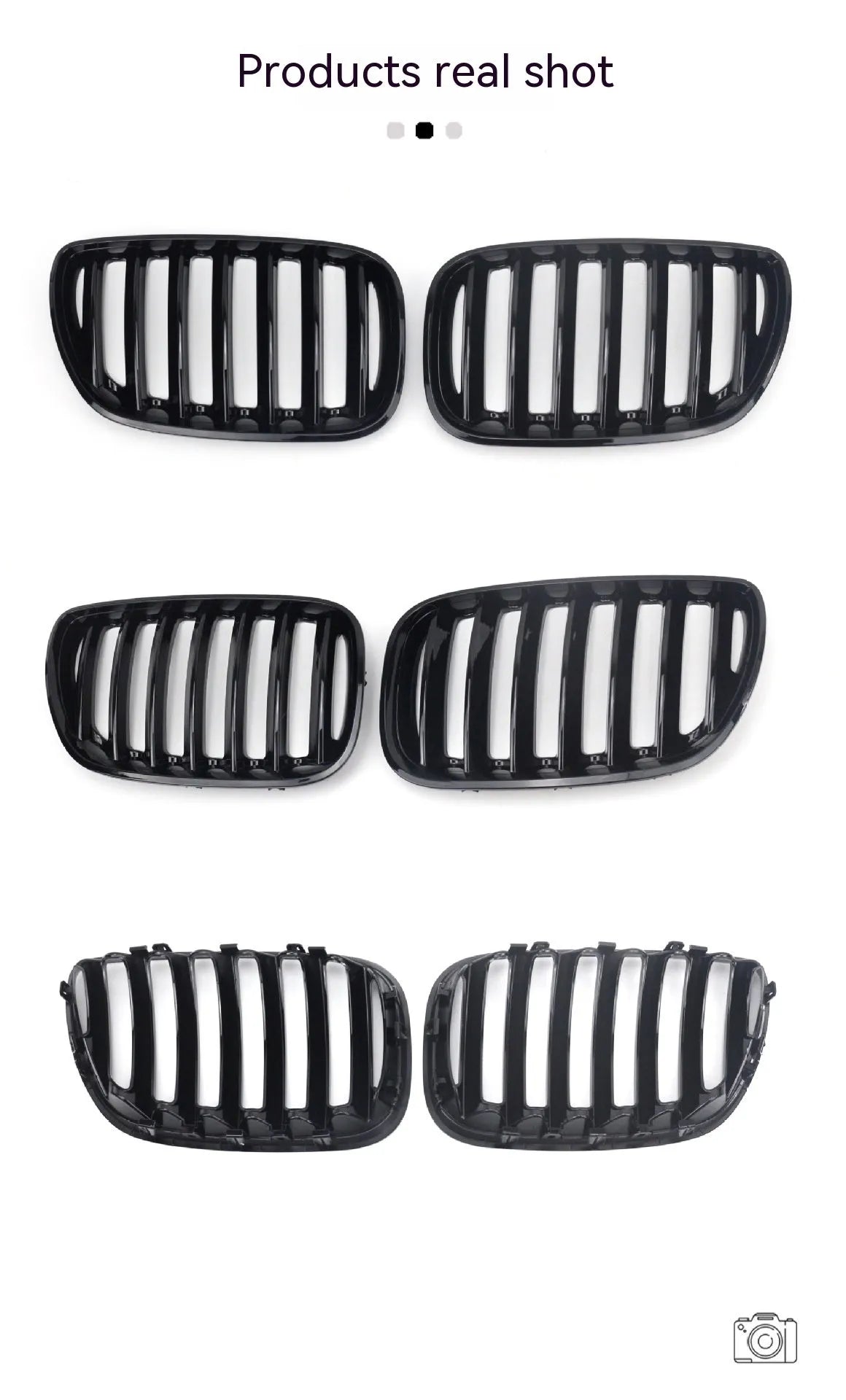 Bright black ABS plastic medium mesh grille for BMW X5 E53 with 204mm middle section