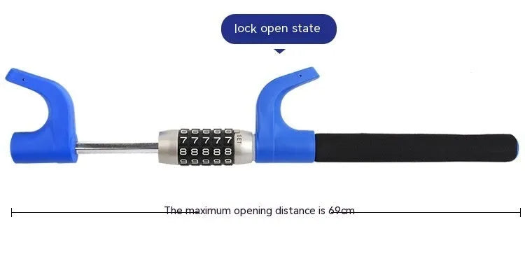 Alloy steel car steering wheel U-lock with password combination in black colour