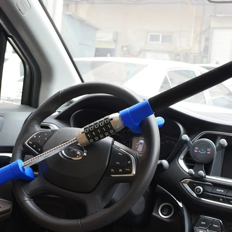 Alloy steel car steering wheel U-lock with password combination in black colour