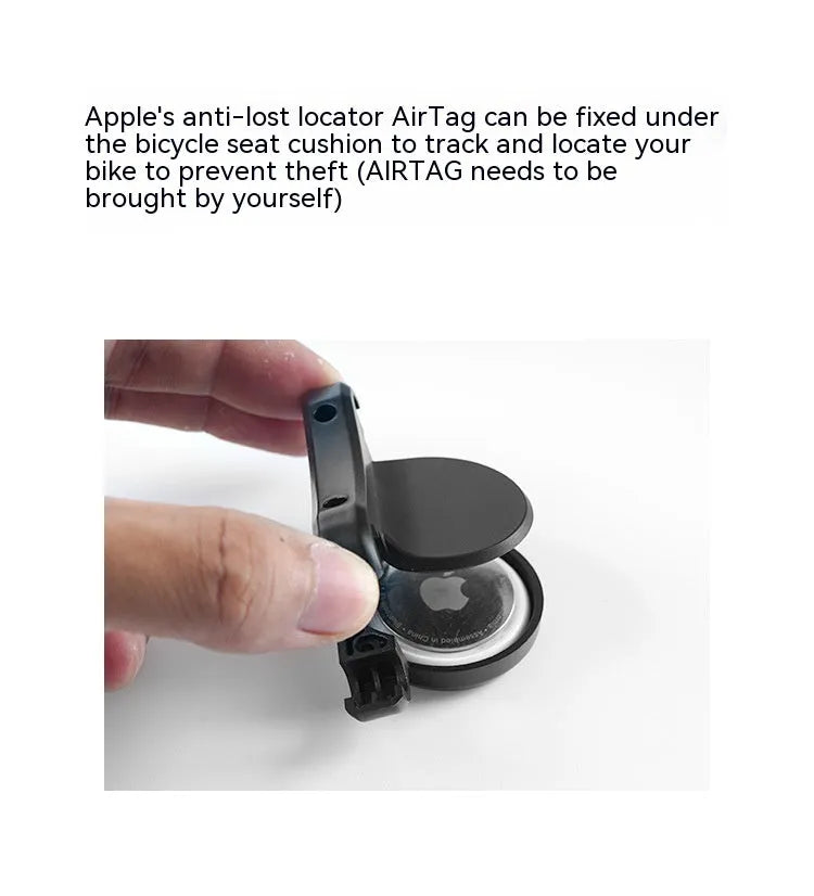 Black ABS plastic bicycle tracking locator bracket with anti-theft hardware components