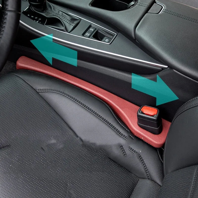 Car seat gap sealing strip in four colour options showing waterproof polyresin construction with carrying handle