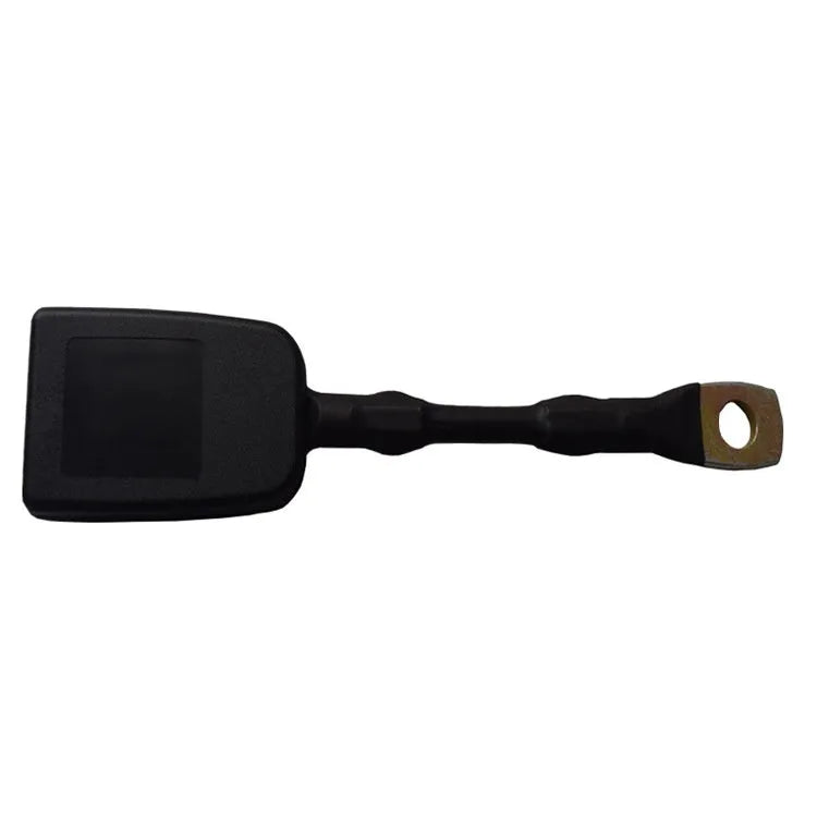 Car seat belt safety buckle with 20cm long steel wire lock for 21cm wide vehicle sockets.