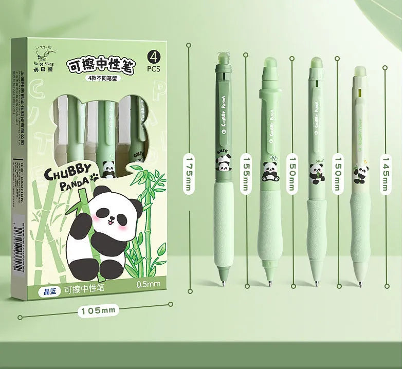Cartoon-designed plastic gel pen with 0.5mm tip and erasable ink in black or blue.