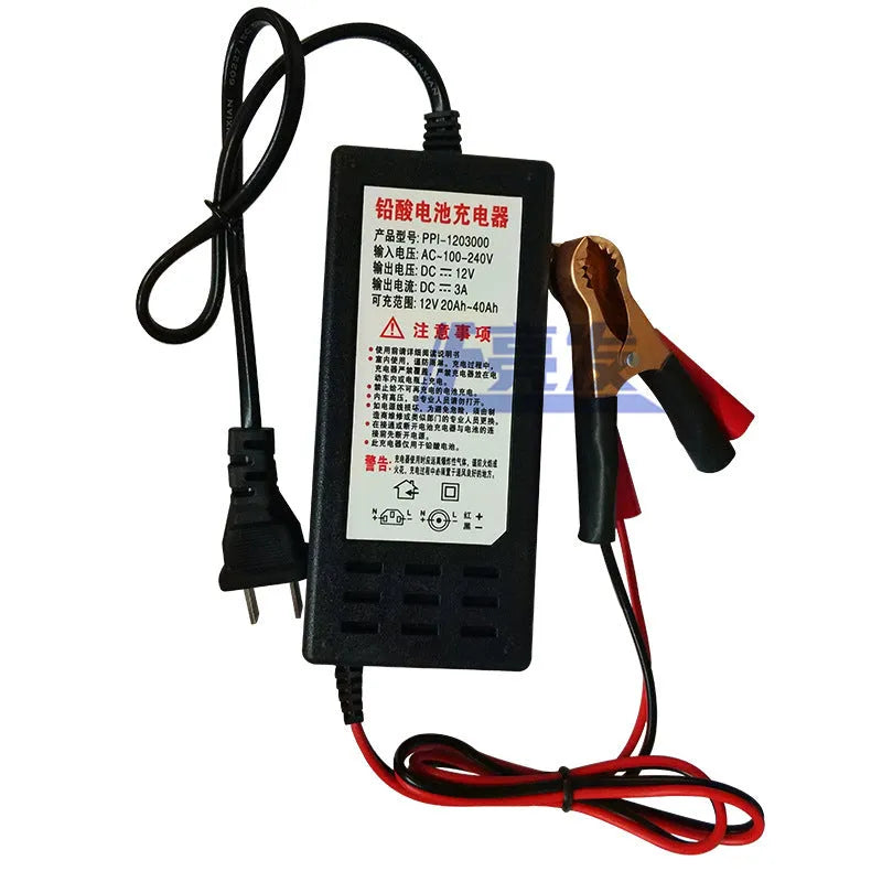 12V 3A lead acid battery charger for motorcycle and vehicle batteries with 3000mA charging current