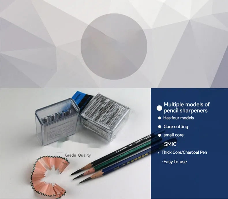 Geometric plastic four holes pencil sharpener with four blades and a screwdriver