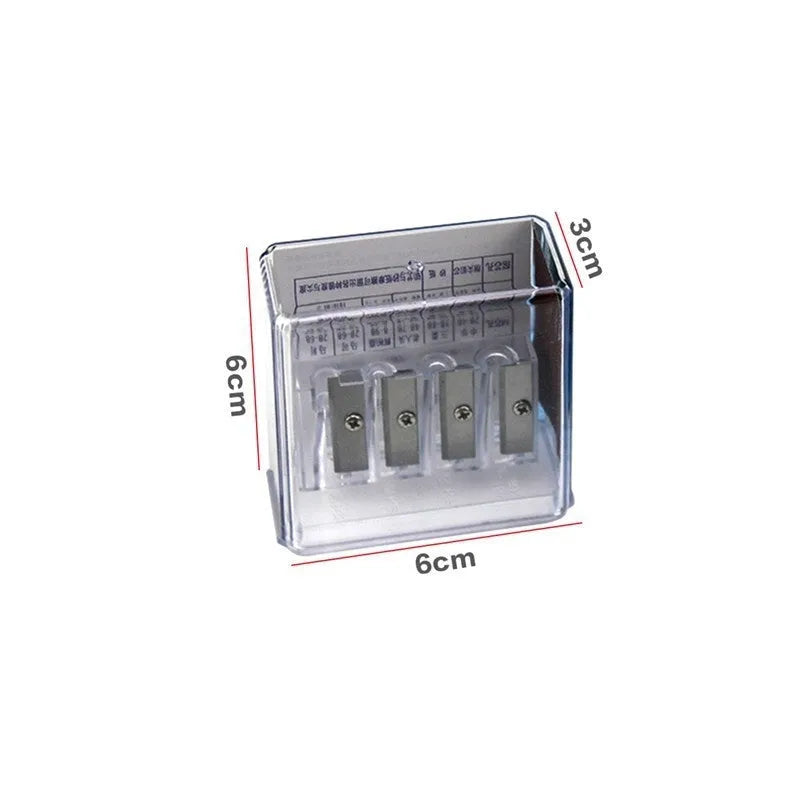 Geometric plastic four holes pencil sharpener with four blades and a screwdriver