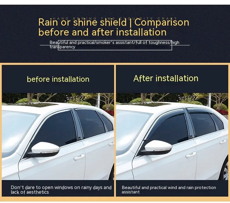 Four-piece PVC window rain visor set for Jeep Wrangler car modification