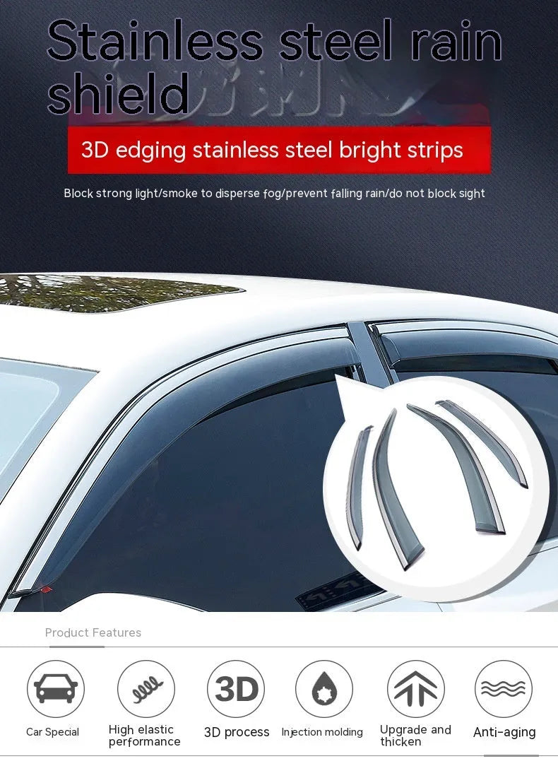 Four-piece PVC window rain visor set for Jeep Wrangler car modification