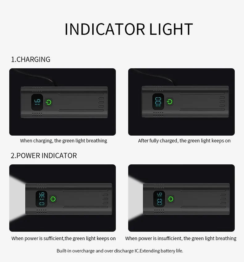 Black KX12DF digital display bicycle headlight with USB port mounted on a 360-degree bracket.