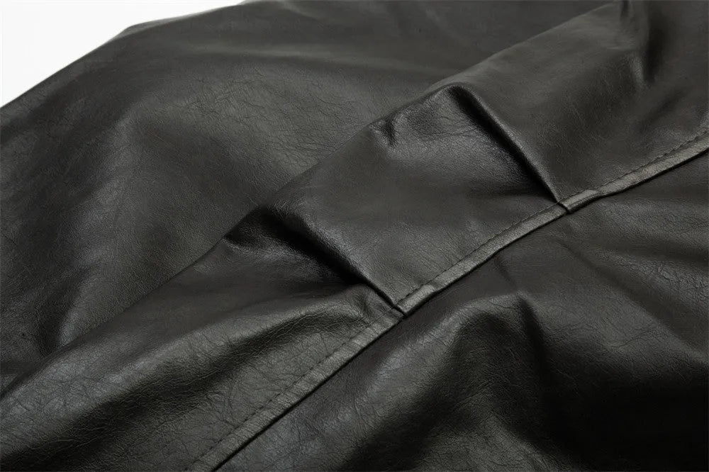 Men's PU leather coat with stand collar in Black and Brown colour options for leisure wear