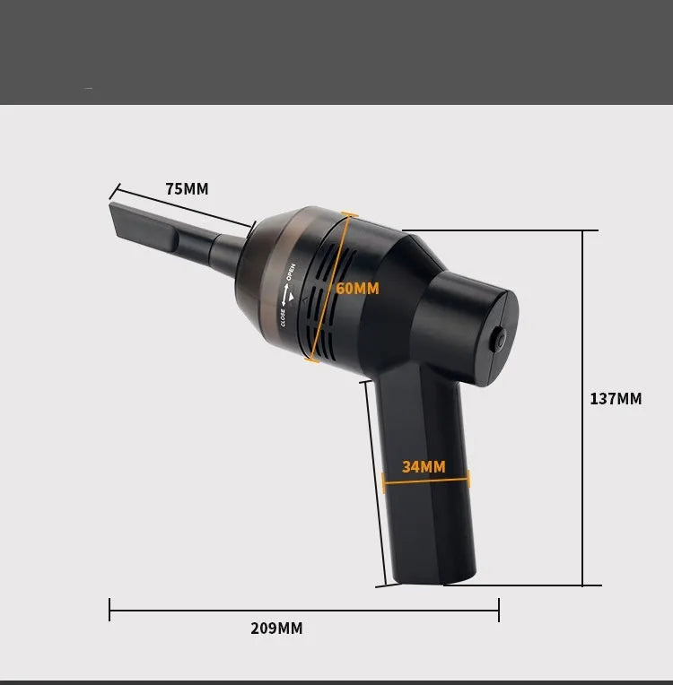 Black desktop mini vacuum cleaner for keyboard and computer dust removal