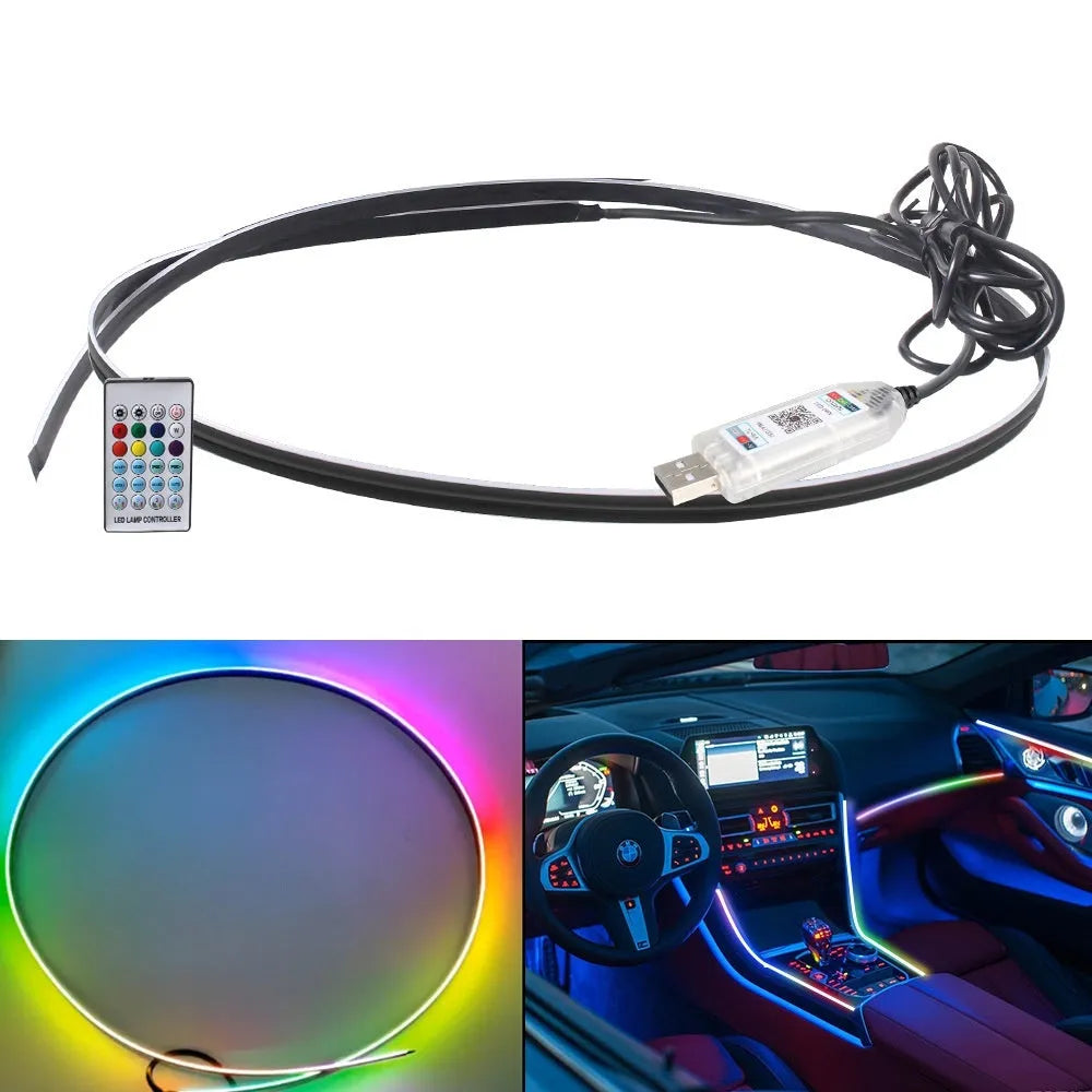 Car interior ambient lighting kit with LED Magic Colour streamer effect and dual control options