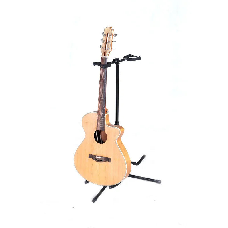 Black iron vertical double-headed guitar stand for acoustic or electric instruments