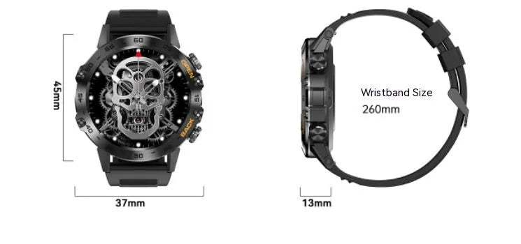 Bluetooth calling smart watch with touch screen displaying health metrics