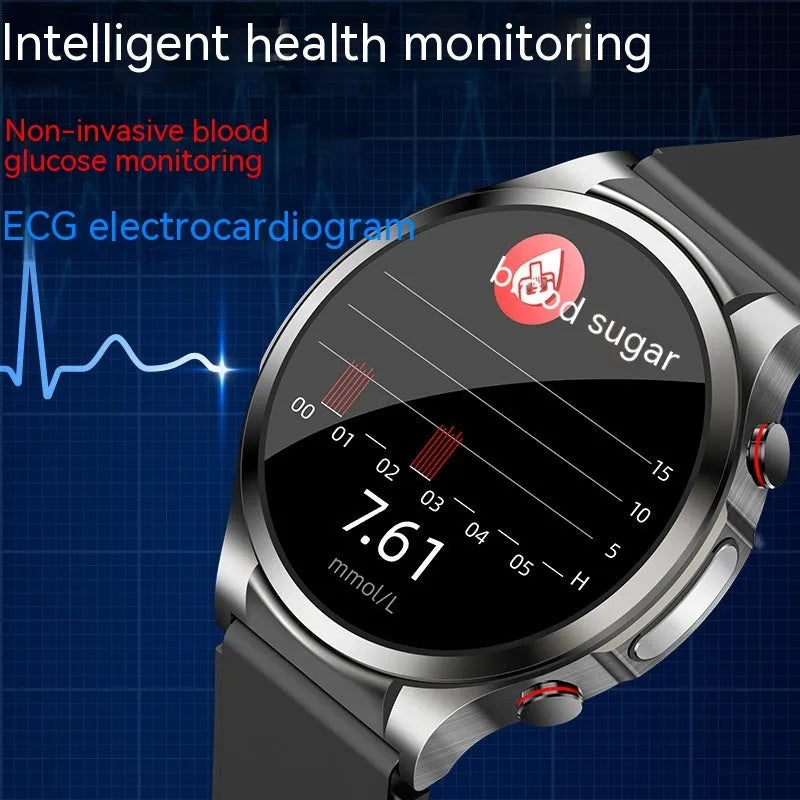 Hot W11 blood sugar monitoring smart bracelet in black with AMOLED screen and TPU strap