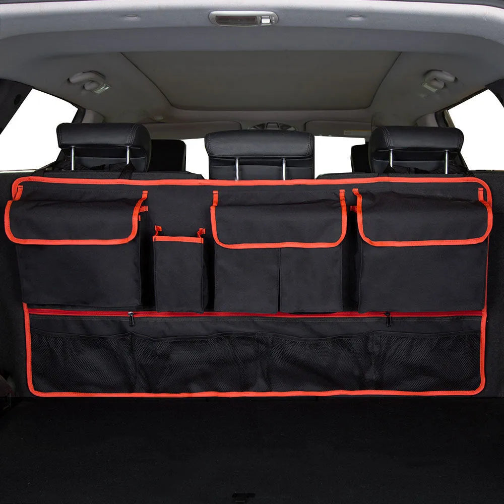 Black car hanging storage bag with carrying handle made from waterproof Oxford cloth