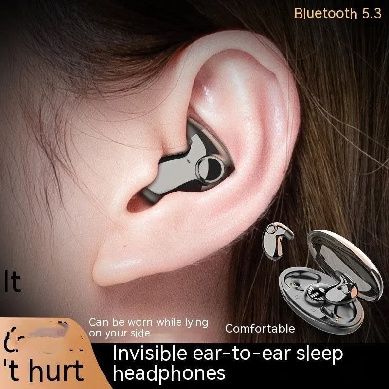 Black, white or skin in-ear Bluetooth 5.3 headset, mini lightweight plastic earphone with 10m range.