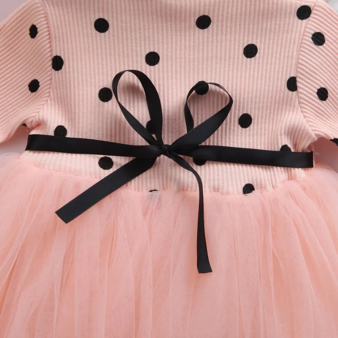Baby girls long sleeve lace tutu dress in black, pink or white for christening and birthday parties
