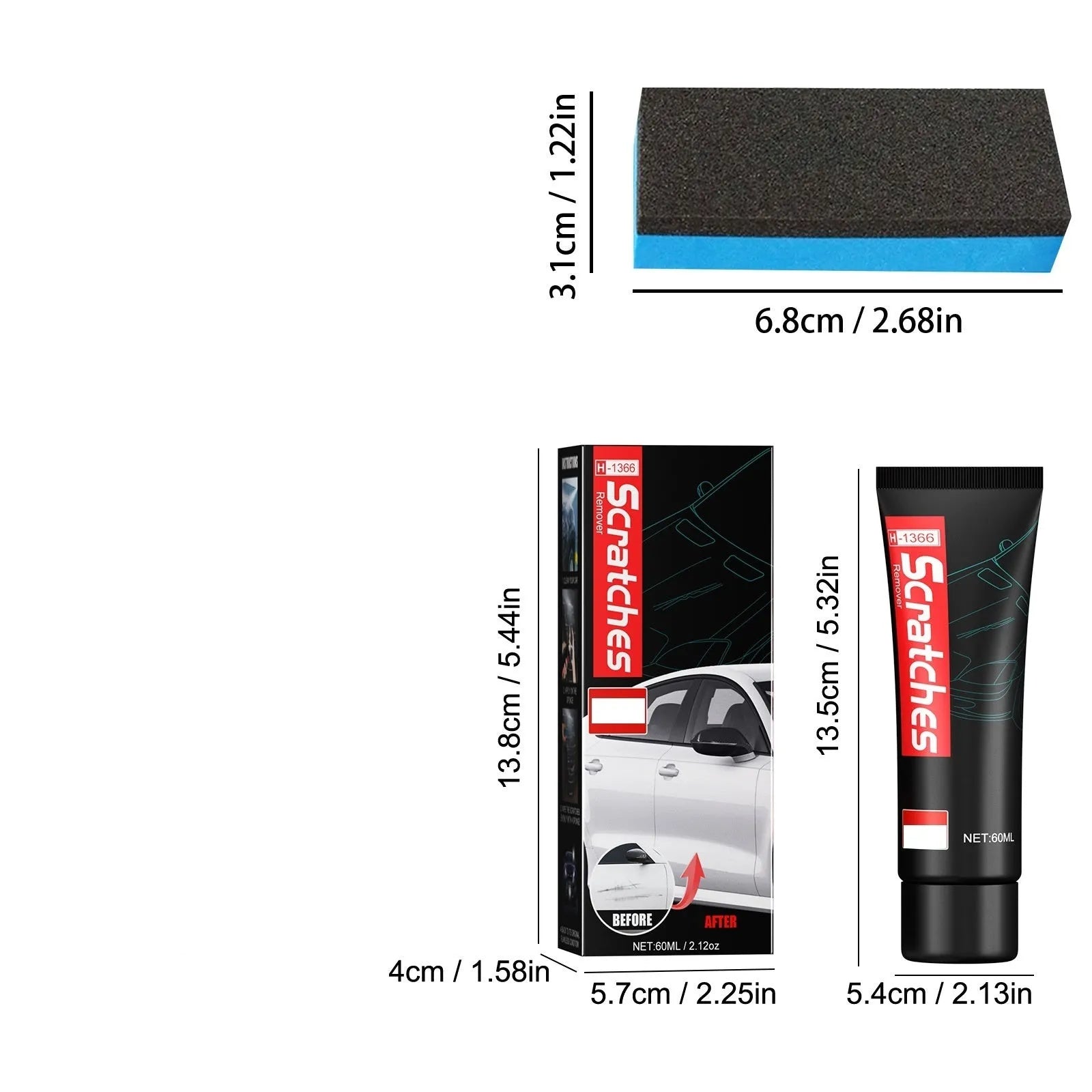 60ml tube of automotive scratch repair cream for paint surface scratches