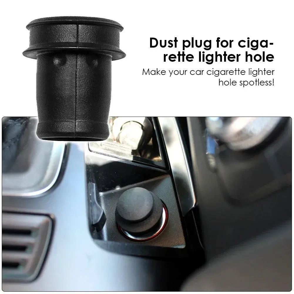 Black PVC car cigarette lighter dust plug with 33cm length showing 2cm diameter tip