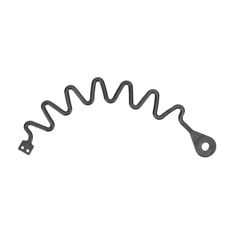 Black rubber fuel cap tether for Volvo cars, showing circle band and separate rope options.