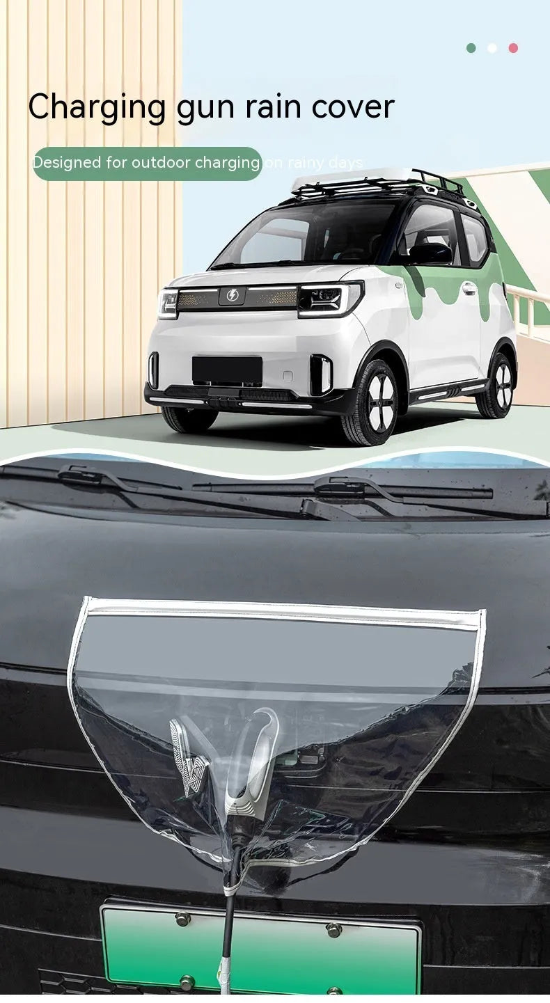 Black waterproof PVC cover with magnetic strips for an electric car charging gun port.