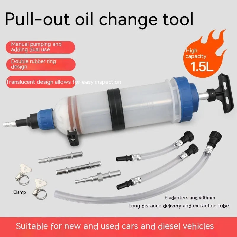 Manual oil pump tool with syringe suction and injection function in three capacity models