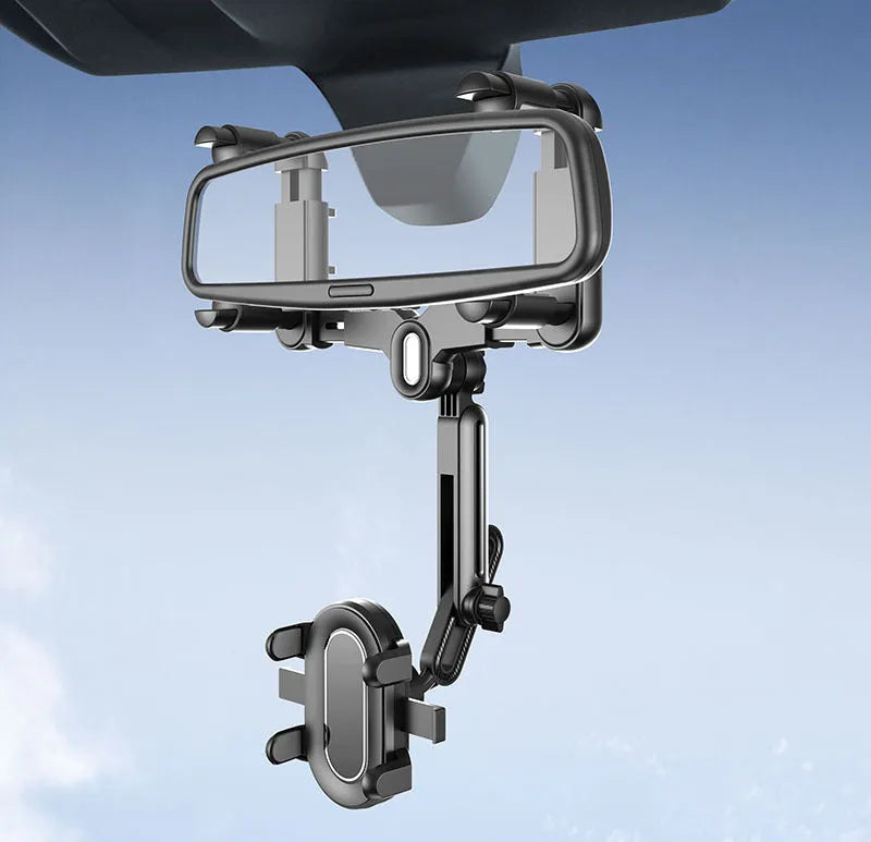 Car rear view mirror bracket phone holder with snap-on installation for 4-7 inch mobile phones