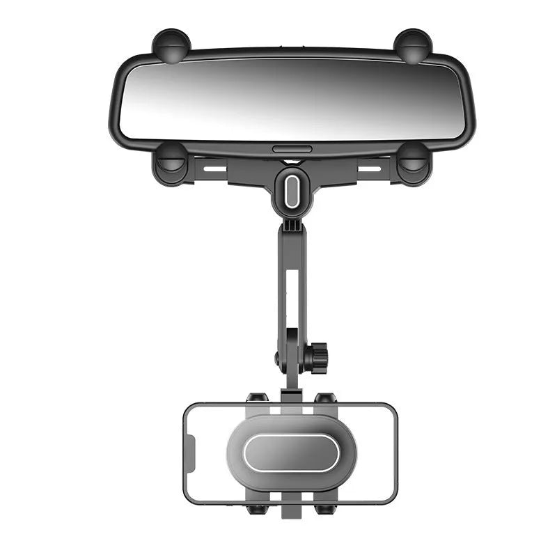Car rear view mirror bracket phone holder with snap-on installation for 4-7 inch mobile phones