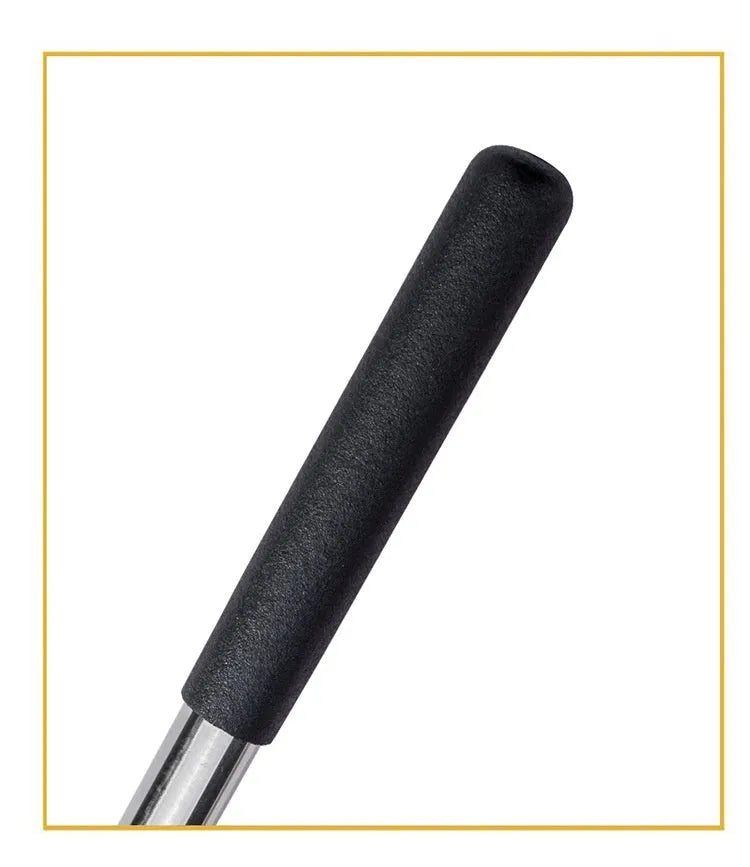 Multi-function telescopic rearview mirror wiper in black, folded at 22cm, with ABS handle and stainless steel shaft
