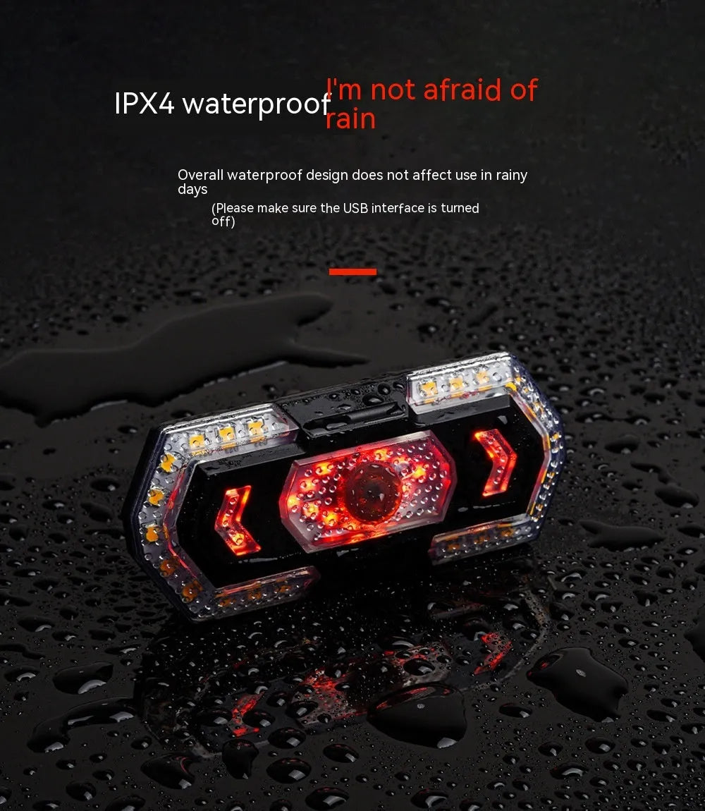 Black wireless remote control LED bicycle taillight with USB charging port